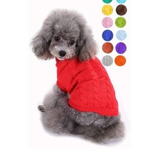 Small Dog Sweater, Warm, Cute Knitted X-Small, Red